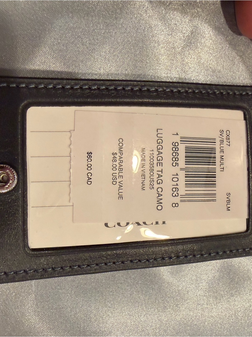 Coach Luggage Tag in Signature Camo Print - Blue Multi NWT - Picture 3 of 4